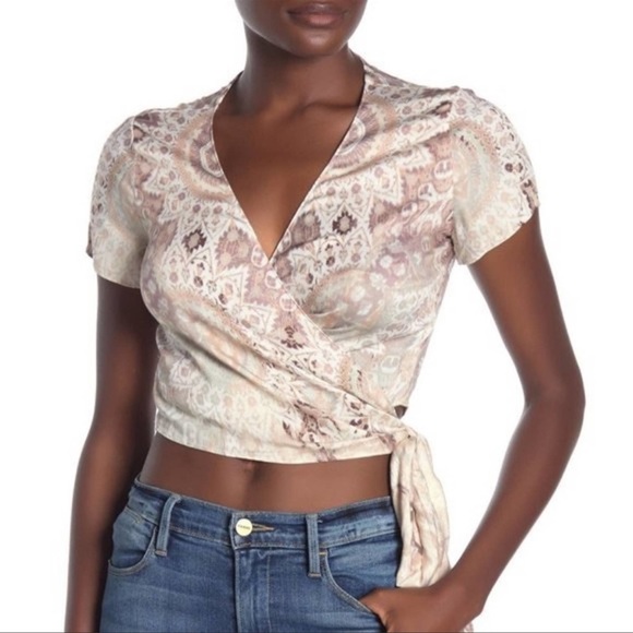 NWT Hale Bob • Crop Top • Side Knot • XS • Gila • Wrap Tie • Beige - Picture 1 of 10
